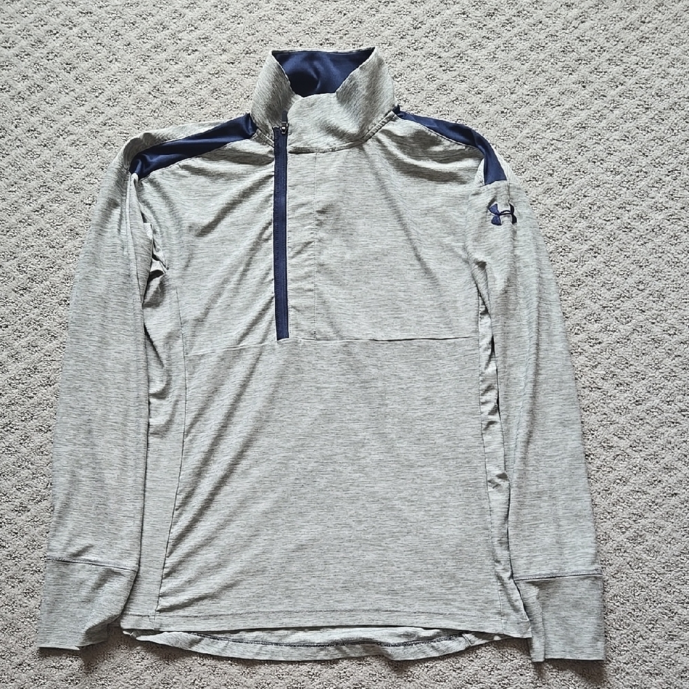 Under Armour Gray Pullover with Navy Trim
